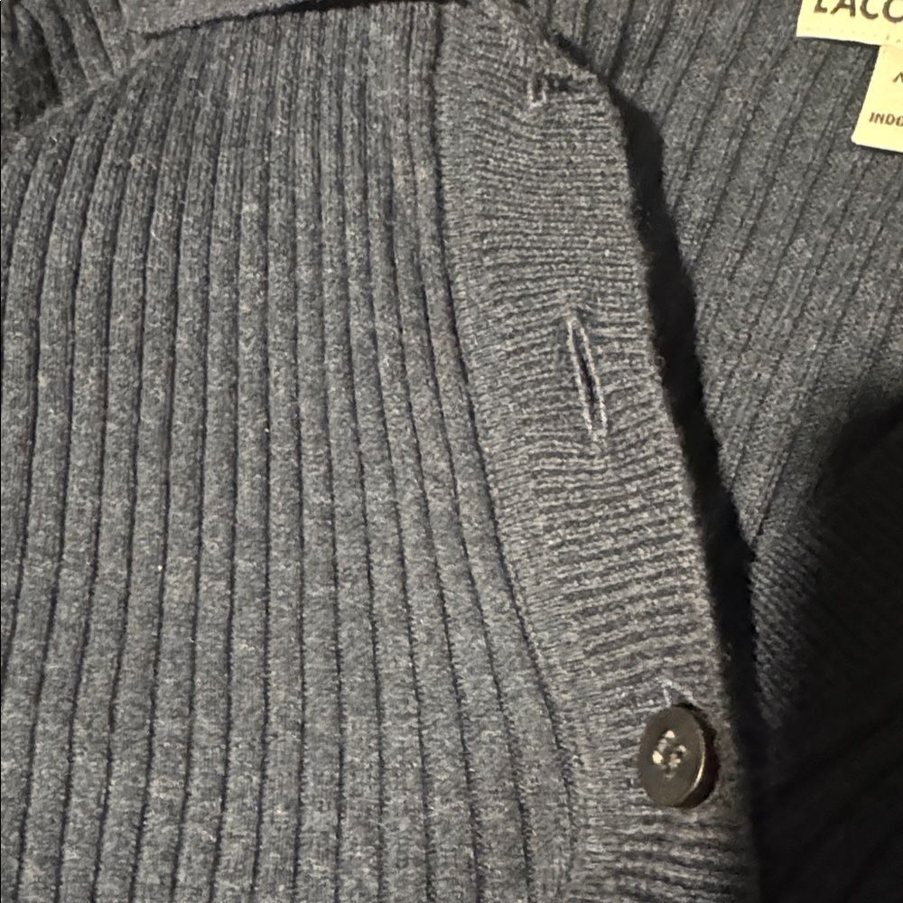 Lacoste Women's Dark Blue Ribbed Button Down Cotton/Cashmere Sweater Size 34 - Picture 8 of 8